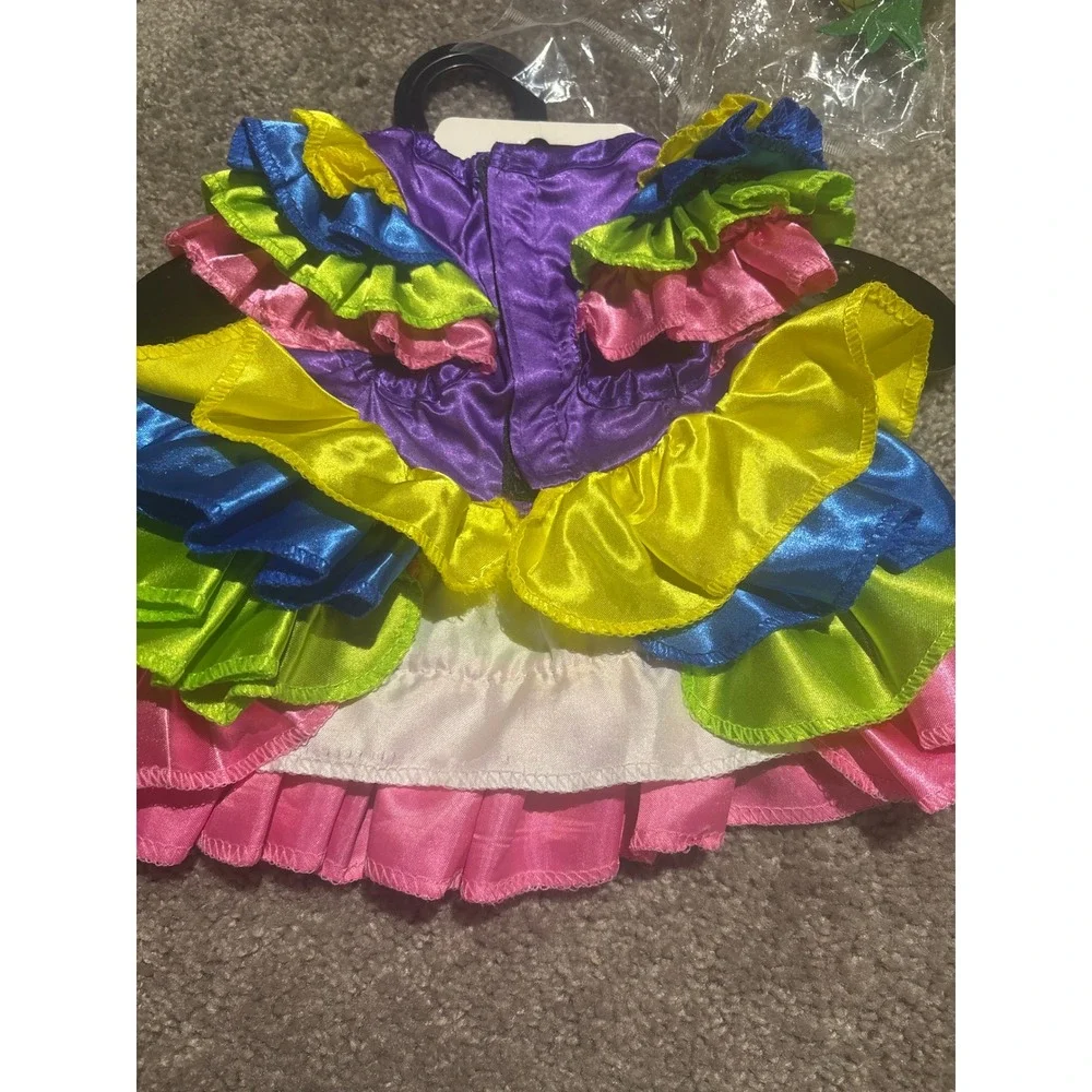 Unbranded Fruit Dancer Dog Costume Ruffle Satin Dress Pineapple Hat Multi Small
